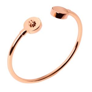 Tory Burch Hollow Logo Hexagon Cuff Bracelet - Gold, Rose Gold - Luxe Time